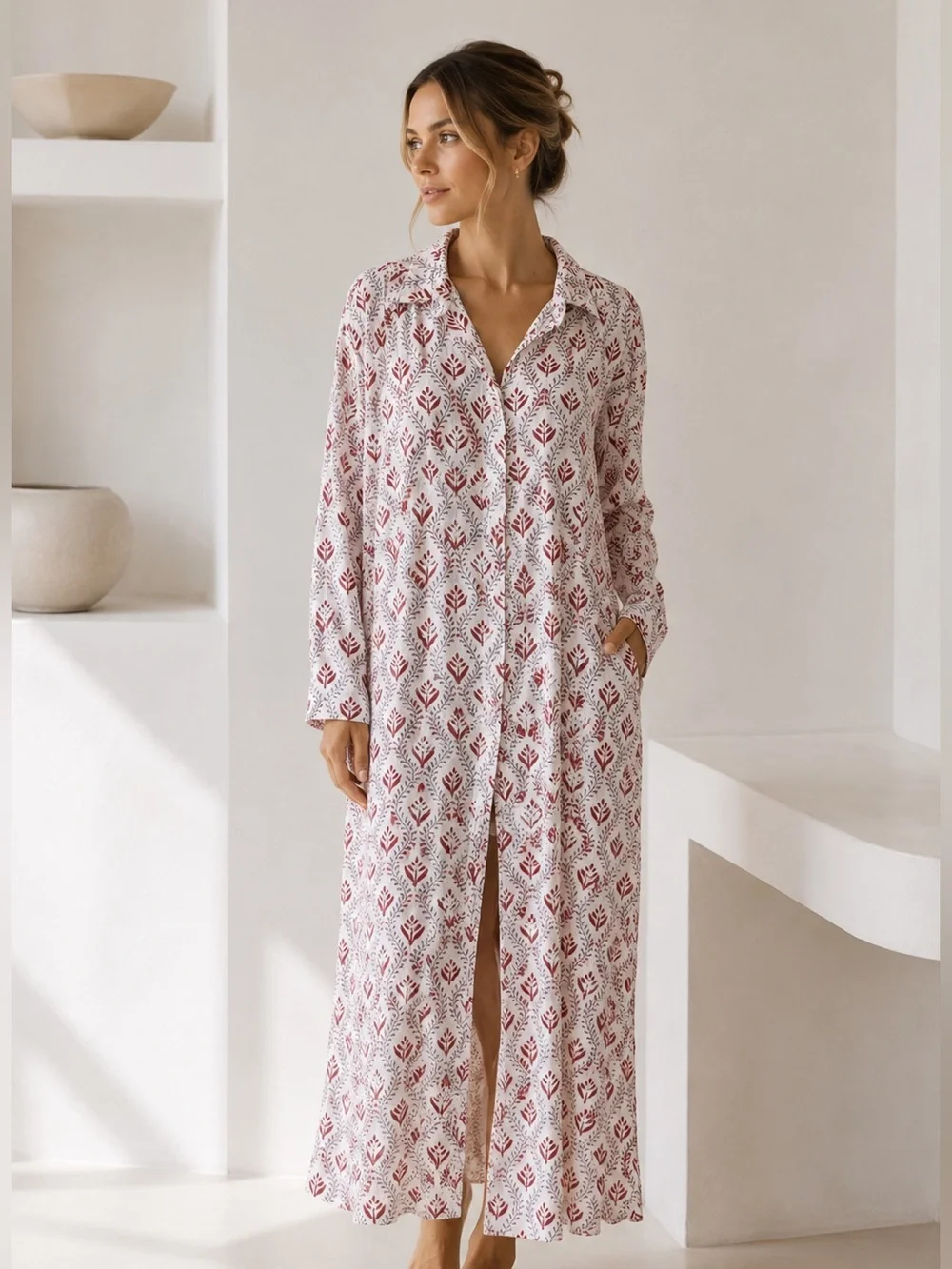 Goa Paris sz M Button-Up cover up shirt dress cotton great condition